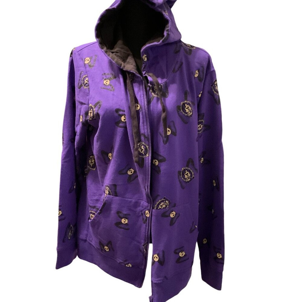 Disneyland Minnie Mouse Purple Halloween zip up Hoodie Sweatshirt size XL preown
